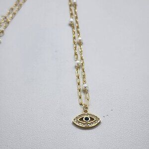 Brand New Sterling Silver 925 Beaded Evil Eye Necklace